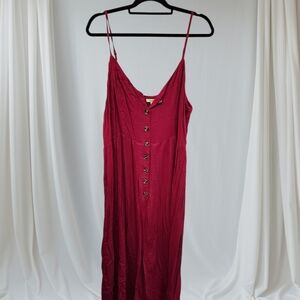 Kori Burgundy Button-Front Jumpsuit